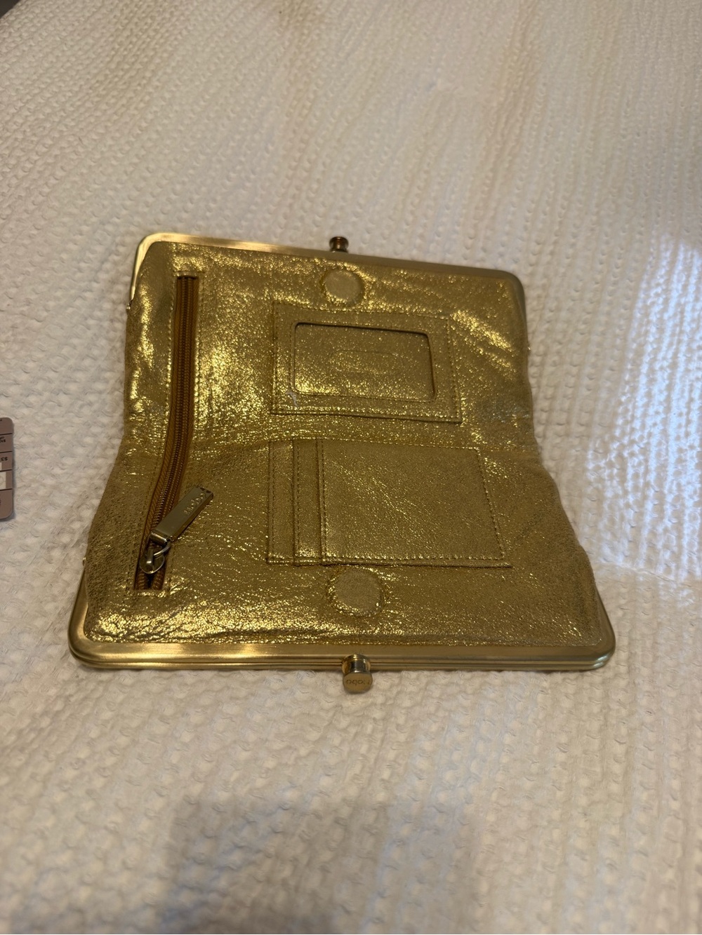HOBO Metallic Gold Frame Lauren Clutch Wallet - Picture 2 of 5